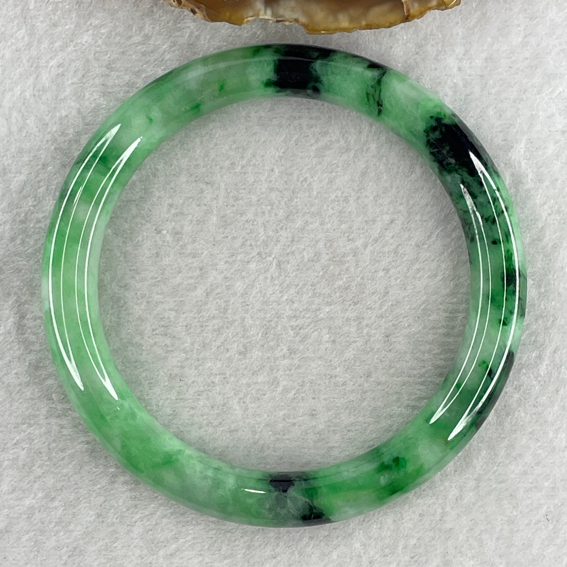 Certified Natural Type A Apple Green with Dark Green Piao Hua Jadeite Bangle 40.90g Internal Diameter 57.4mm 9.0 by 8.8mm (Very Very Slight External Rough) - Huangs Jadeite and Jewelry Pte Ltd