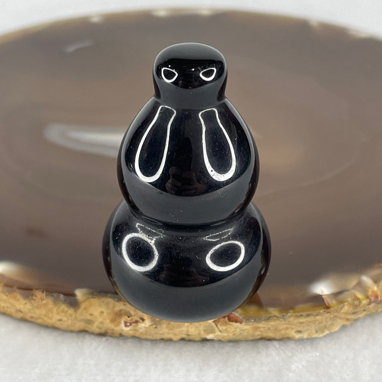 Natural Black Obsidian Mini Hulu Display 38.32g 44.7 by 29.0mm - Huangs Jadeite and Jewelry Pte Ltd