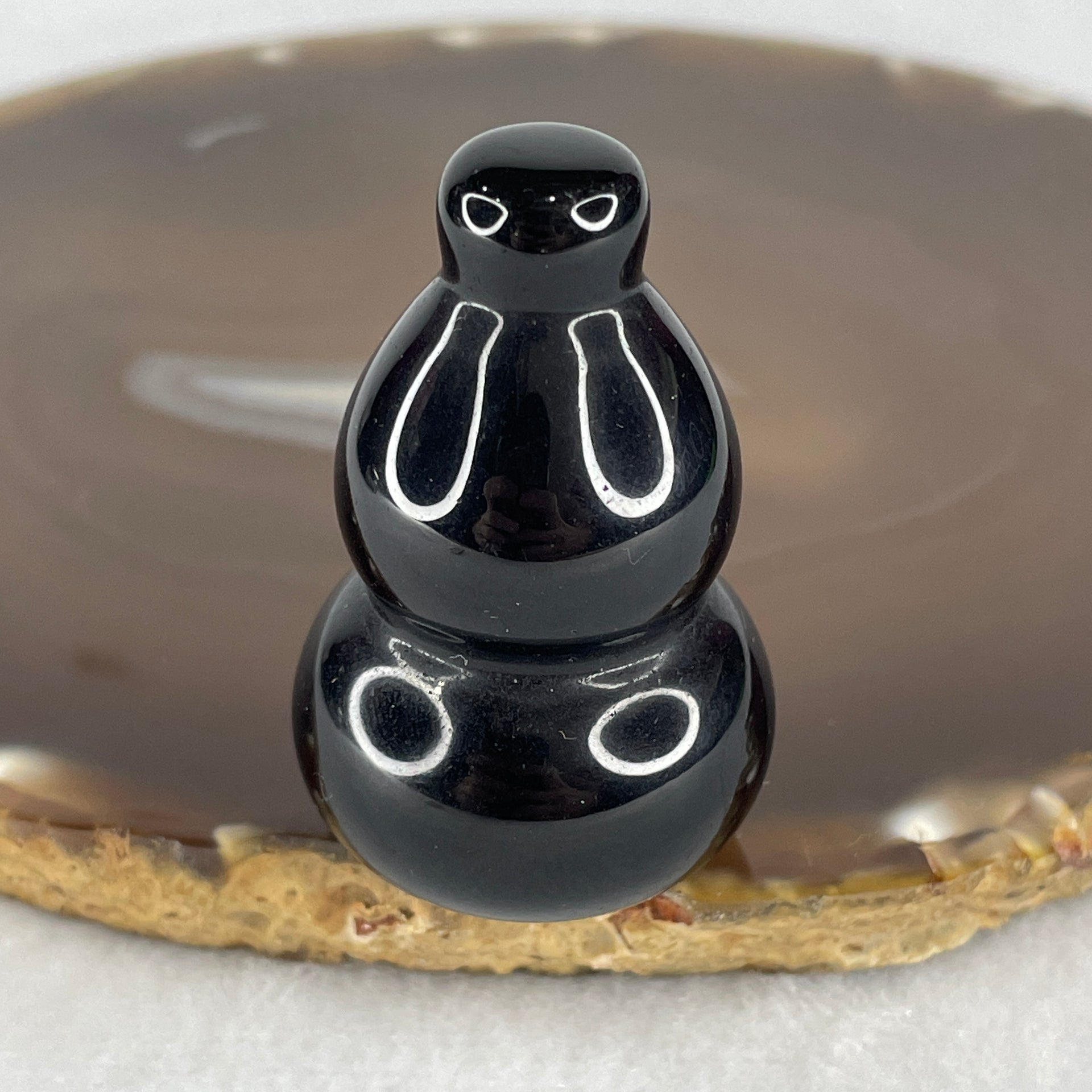 Natural Black Obsidian Mini Hulu Display 38.32g 44.7 by 29.0mm - Huangs Jadeite and Jewelry Pte Ltd