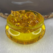 Yellow Liuli Wealth Pot with Ingot Yuan Bao Display Total Weight 150.37g 59.4 by 37.0mm - Huangs Jadeite and Jewelry Pte Ltd