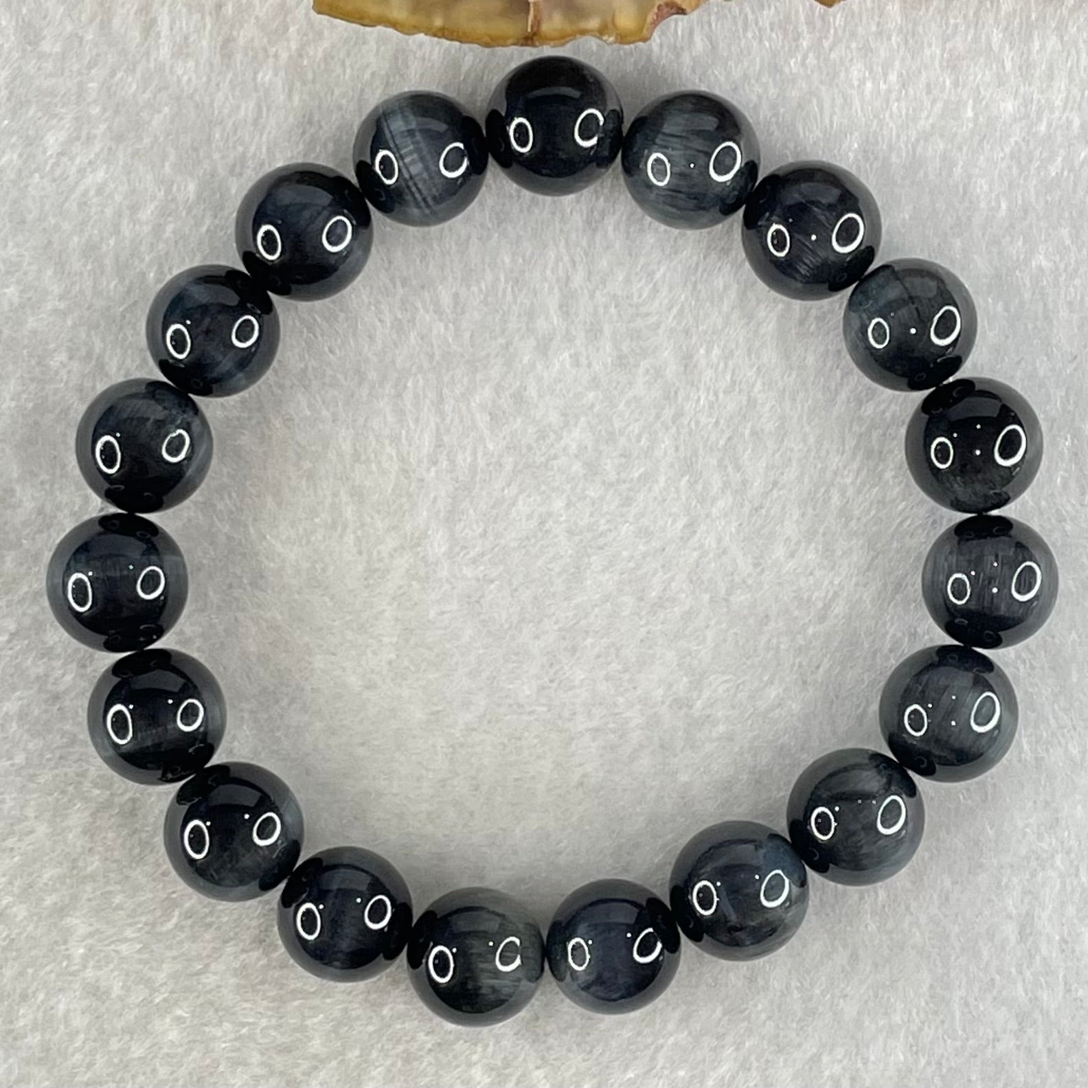 Natural Blue Tiger Eye Quartz Beads Bracelet 25.80g 15.5cm 10.1mm 19 Beads - Huangs Jadeite and Jewelry Pte Ltd