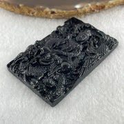 Type A Opaque to Partial Translucent Black Omphacite Jadeite Guan Yin with Dragon and Phoenix Pendant 34.30g 63.1 by 41.4 by 8.0mm - Huangs Jadeite and Jewelry Pte Ltd