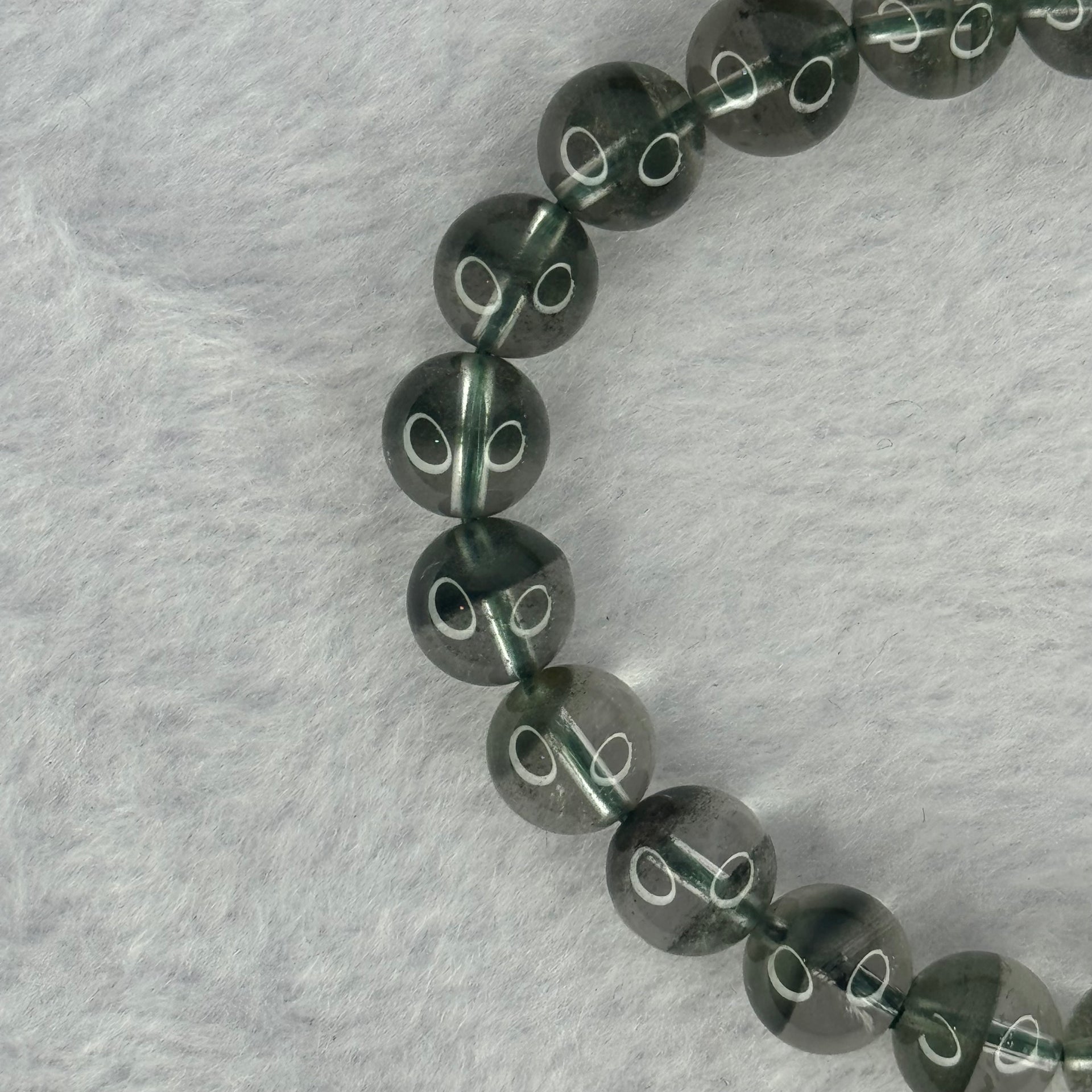 Very Good Grade Natural Green Phantom Quartz Beads Bracelet 23.14g 17cm 9.3mm 22 Beads - Huangs Jadeite and Jewelry Pte Ltd