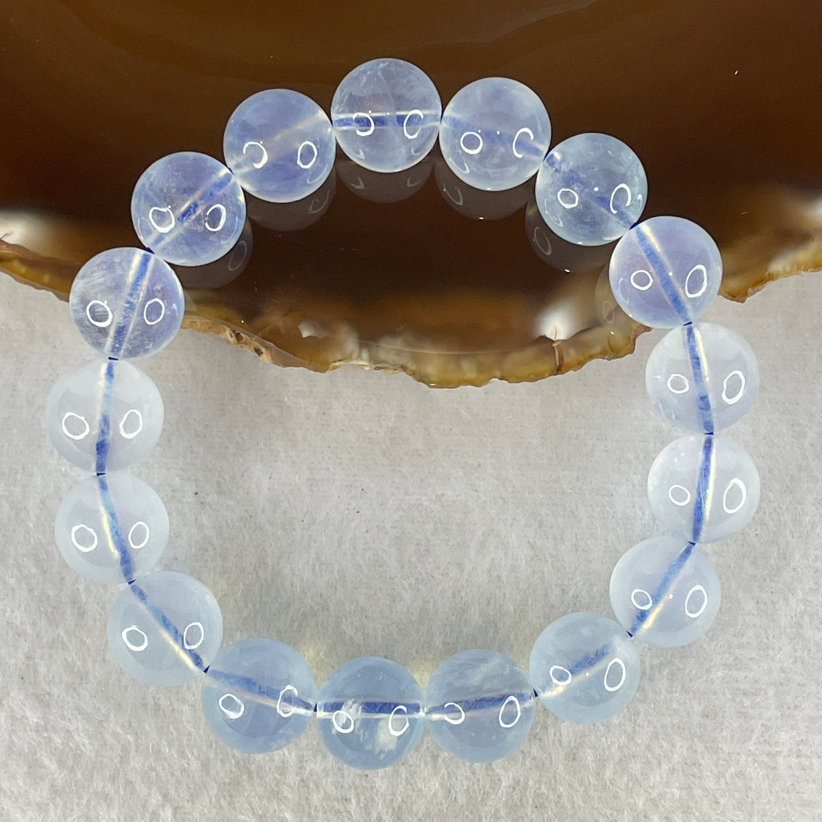 Certified Natural Average Grade Aquamarine Beads Bracelet | 15.5cm Strand of 17 Beads 11.8mm (36.48g | Serene Calm, Fluid Communication & Water Element Energy Shield)