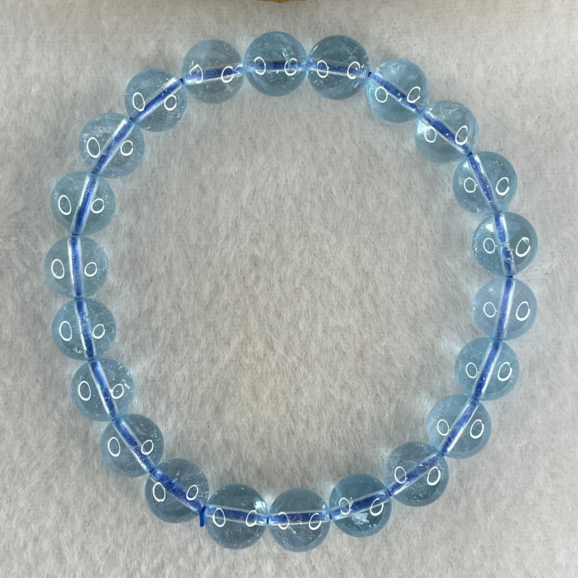 Above Average Natural Blue Topaz Beads Bracelet 26.33g 15.5cm 8.7mm 22 Beads - Huangs Jadeite and Jewelry Pte Ltd