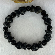 Obsidian Bear 17.5 by 12.8 by 11.7mm 8pcs and Beads 8.3mm 8pcs Charms Bracelet 27.92g 15.5cm - Huangs Jadeite and Jewelry Pte Ltd