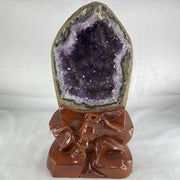 Natural Amethyst Cave with Wooden Stand 3,849.40g 145.8 by 132.6 by 160.0mm - Huangs Jadeite and Jewelry Pte Ltd