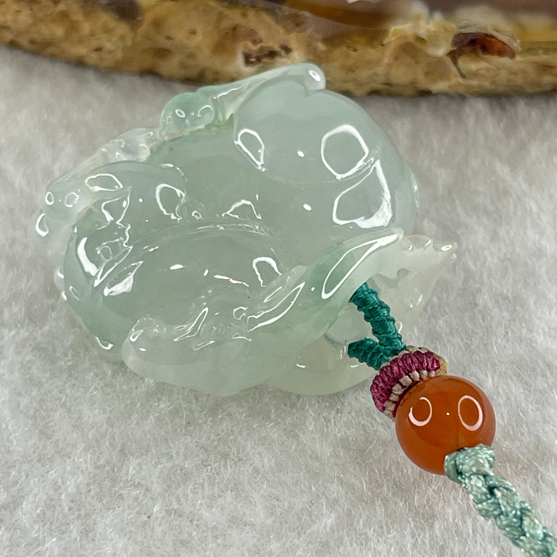 Type A Semi Icy Light Green with Green Spots Deer Pendant 21.16g 22.9 by 26.7 by 14.0mm - Huangs Jadeite and Jewelry Pte Ltd