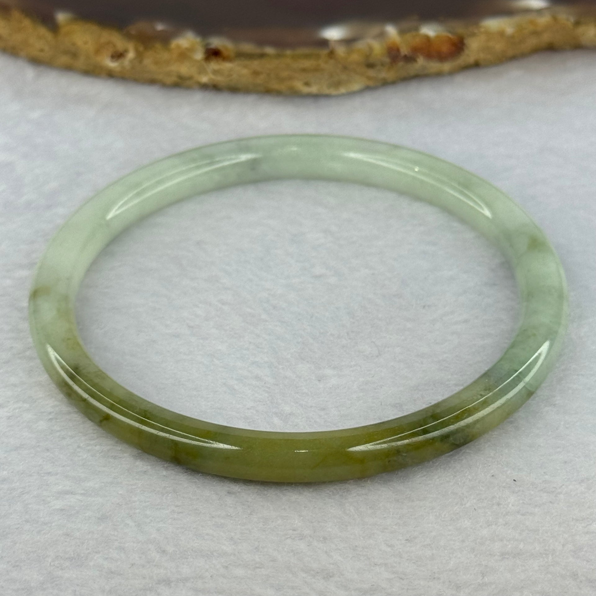 Type A Light Green and Spicy Green and Yellow Jadeite Bangle 20.99g Internal Diameter 58.9mm 6.3 by 6.6mm (Very Slight Internal Line) - Huangs Jadeite and Jewelry Pte Ltd