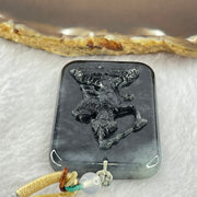 Type A Black Grey Wuji Jadeite Manjushri Bodhisattva Guan Yin Pendent 33.56g 51.5 by 34.1 by 8.9mm - Huangs Jadeite and Jewelry Pte Ltd