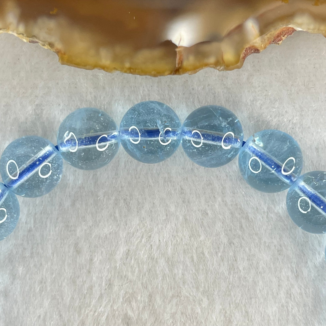 Above Average Natural Blue Topaz Beads Bracelet 26.33g 15.5cm 8.7mm 22 Beads - Huangs Jadeite and Jewelry Pte Ltd