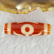 Natural Powerful Tibetan Old Oily Orange Red White Agate Patina Guiren Tairen Human Dzi Bead Totem Amulet Heavenly Master (Tian Zhu) 贵人天诛 8.39g 38.7 by 11.9mm - Huangs Jadeite and Jewelry Pte Ltd
