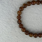 Natural Copper Rutilated Quartz Beads Bracelet 天然銅髮晶手镯 16.22g 16cm 7.9mm 25 Beads - Huangs Jadeite and Jewelry Pte Ltd