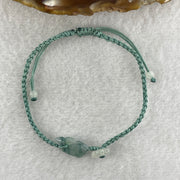 Natural Type A Semi Icy Green with Dark Green Patches Jadeite Fish with Flower on String Bracelet 1.59g 15-18cm 15.6 by 7.9 by 3.5mm - Huangs Jadeite and Jewelry Pte Ltd