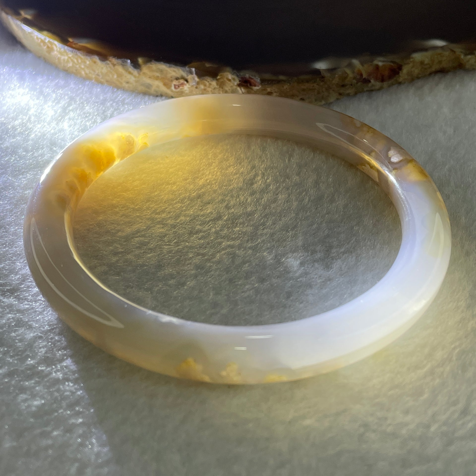 Natural Purple Flower Agate Bangle 39.10g Internal Diameter 63.7mm 9.2 by 9.3mm (Perfect) - Huangs Jadeite and Jewelry Pte Ltd