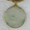 18K Yellow Gold Type A Icy Green Jadeite Round Wu Shu Pai in S925 Sliver Gold Colour Necklace 22.54g 50.2 by 3.3mm - Huangs Jadeite and Jewelry Pte Ltd
