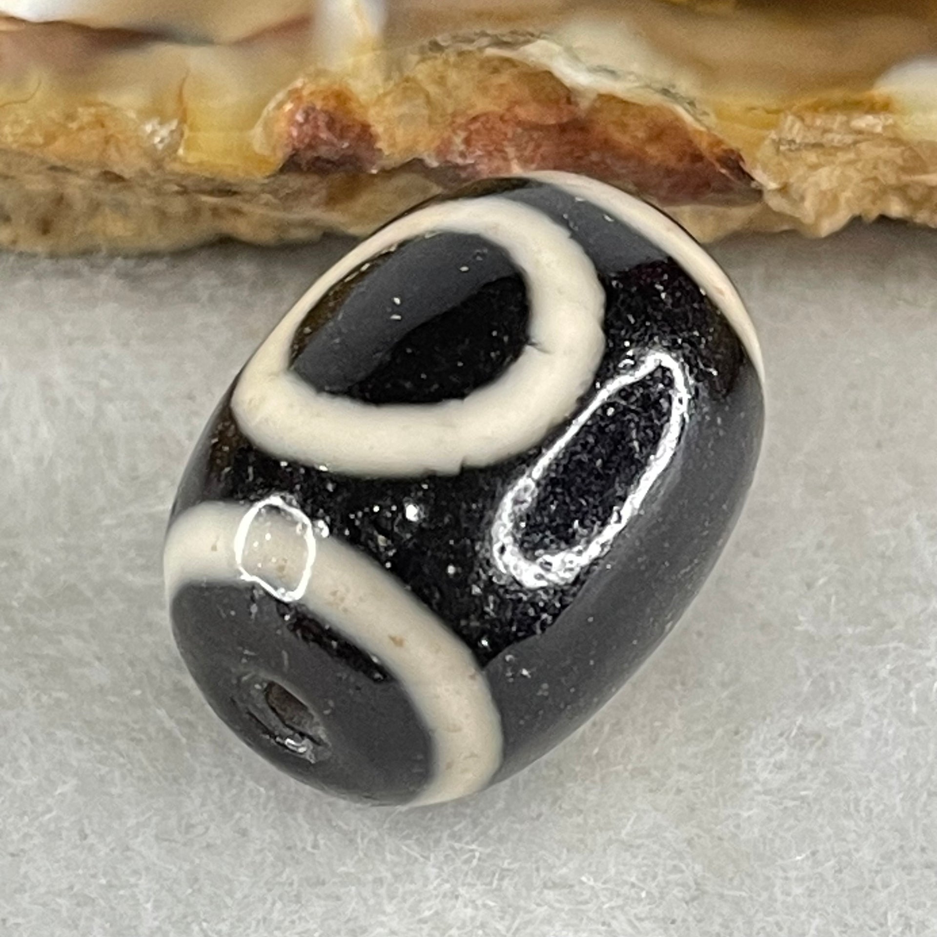 Natural Powerful Tibetan Old Oily Agate 1 Eye With Swastika Dzi Bead (Hotu Dzi) 4.46g 17.4 by 12.9mm - Huangs Jadeite and Jewelry Pte Ltd
