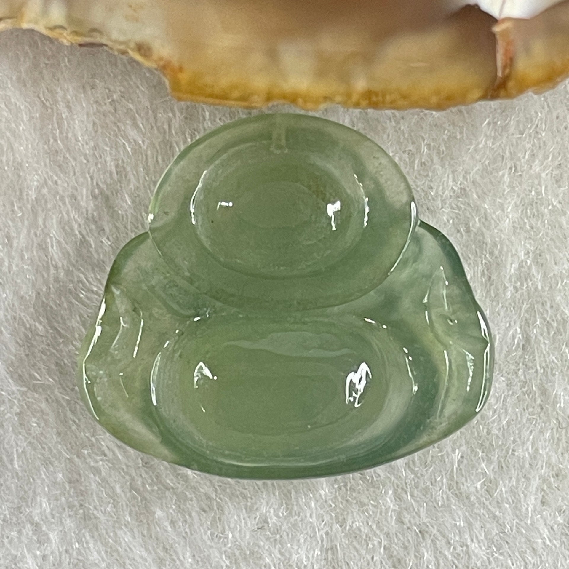 Type A Semi Icy Blueish Green Jadeite Milo Buddha Pendant 2.31g 18.1 by 20.5 by 4.6mm - Huangs Jadeite and Jewelry Pte Ltd