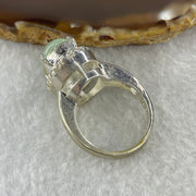 Type A Natural Light Green Jadeite Cabochon 15.2 by 10.8 by 5.0mm Stone for Setting 15.64g (On Silver Ring Mold) US 8.25 HK 18.3 - Huangs Jadeite and Jewelry Pte Ltd
