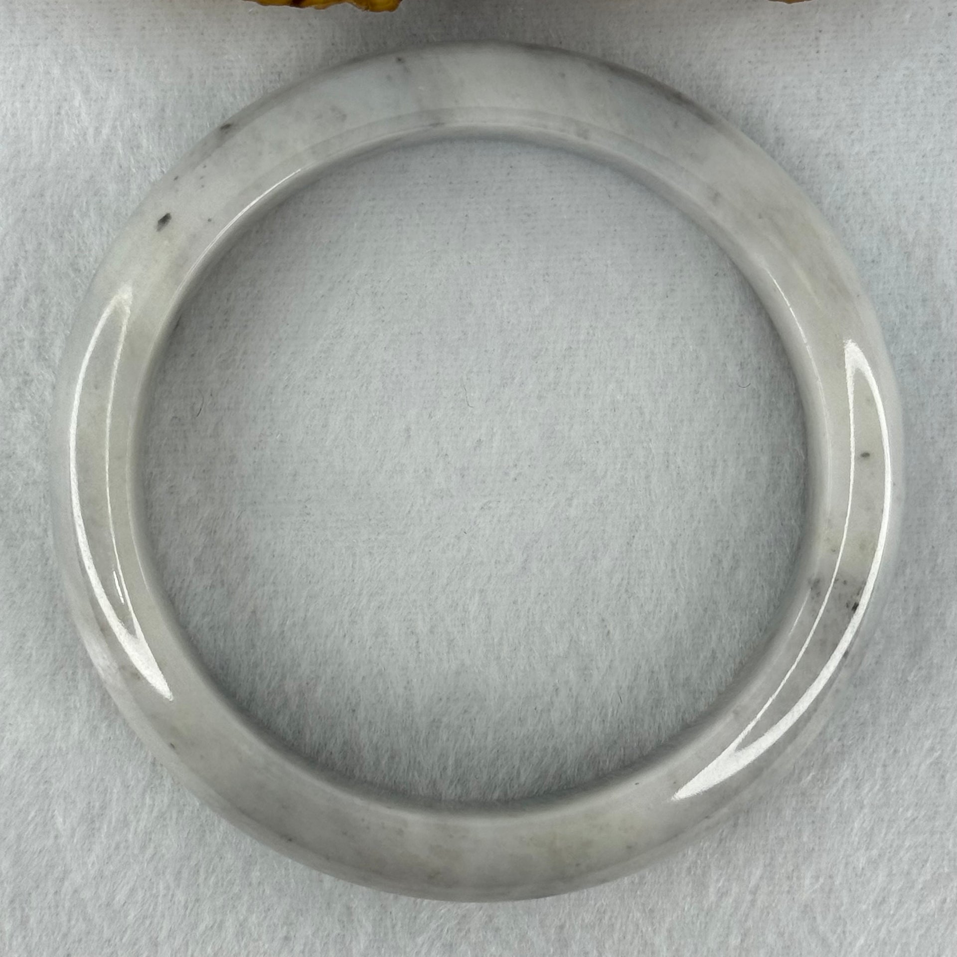 Type A Faint Green Grey Wuji Piao Hua Jadeite Bangle Internal Diameter 58.8mm 68.72g 14.6 by 8.8mm (Very Slight Internal Lines) - Huangs Jadeite and Jewelry Pte Ltd