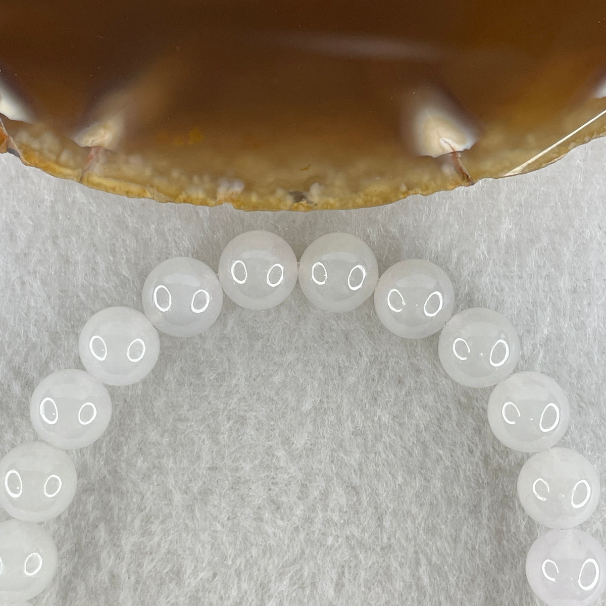 Natural Type A Semi Icy Light Lavender Jadeite Beads Bracelet | (25.05g | 20cm | 8.1mm x 24 Beads | Synergy, "Zi Qi Dong Lai" Noble Benefactor Magnet & Feng Shui Serenity Catalyst) - Huangs Jadeite and Jewelry Pte Ltd