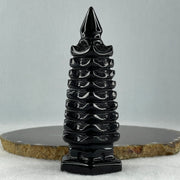 Black Obsidian Pagoda Display 185.6g 40.0 by 45.0 by 111.0mm - Huangs Jadeite and Jewelry Pte Ltd