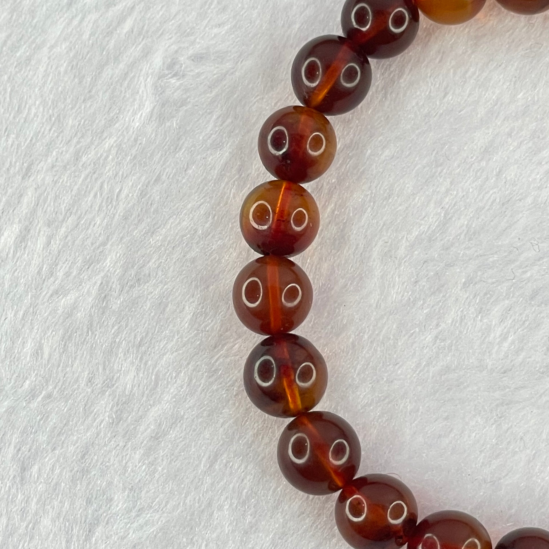 Natural Purple Amber Beads Bracelet 天然紫蜜琥珀手链 7.00g 15.5cm 8.4mm 23 Beads - Huangs Jadeite and Jewelry Pte Ltd