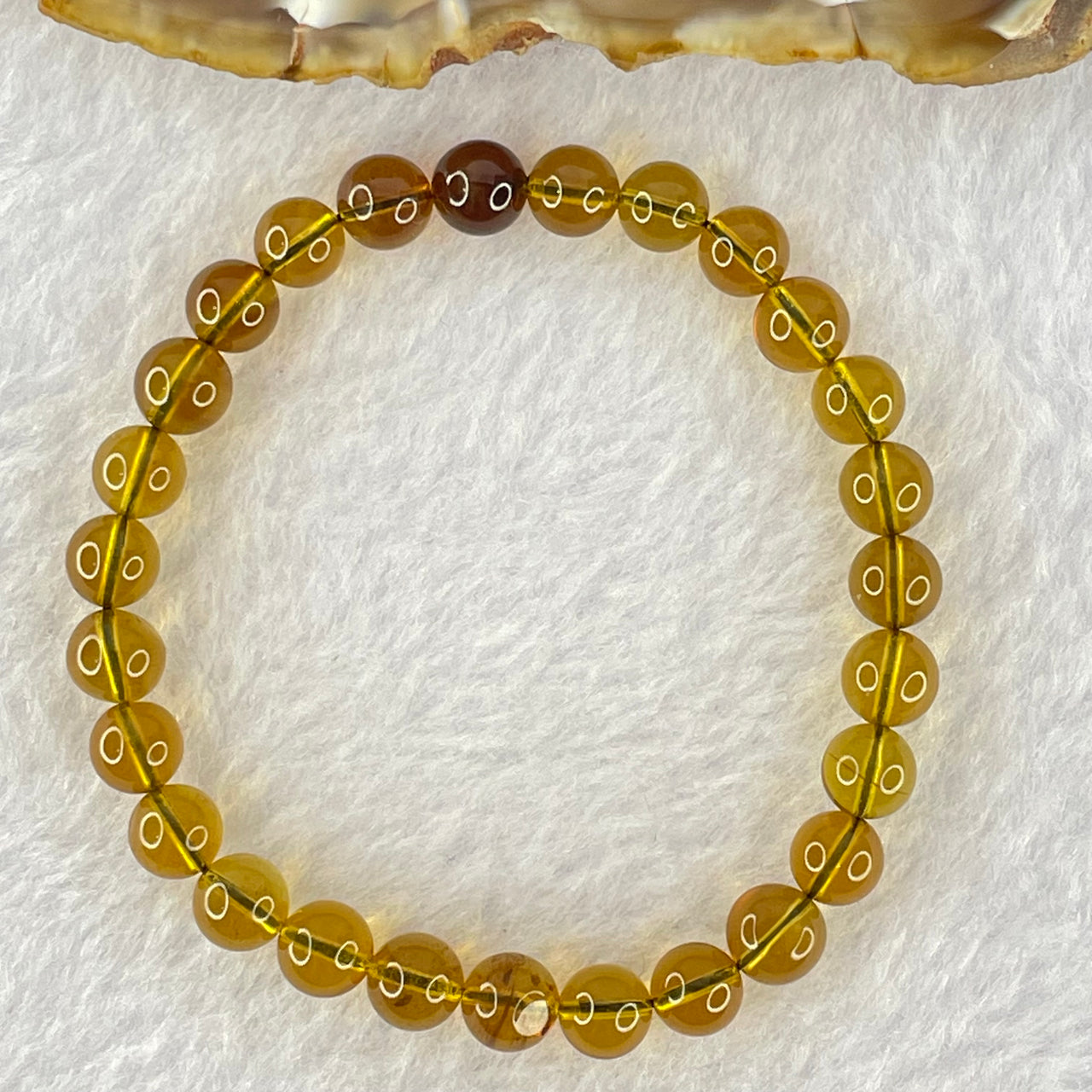 Natural Purple Honey Amber Beads Bracelet 天然紫蜜琥珀手链 3.41g 14cm 6.3mm 27 Beads - Huangs Jadeite and Jewelry Pte Ltd