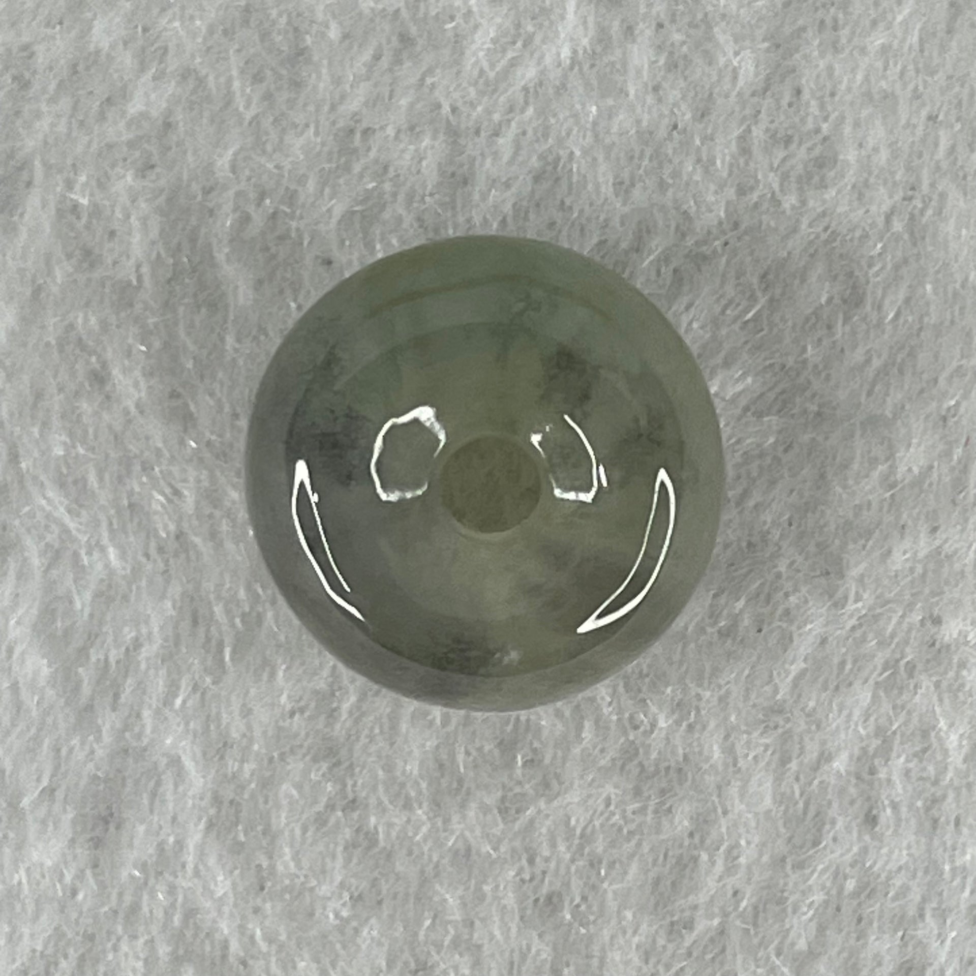 Type A Wuji Grey Jadeite Ping An Kou Donut Charm Pendant 2.15g 12.5 by 6.8mm - Huangs Jadeite and Jewelry Pte Ltd