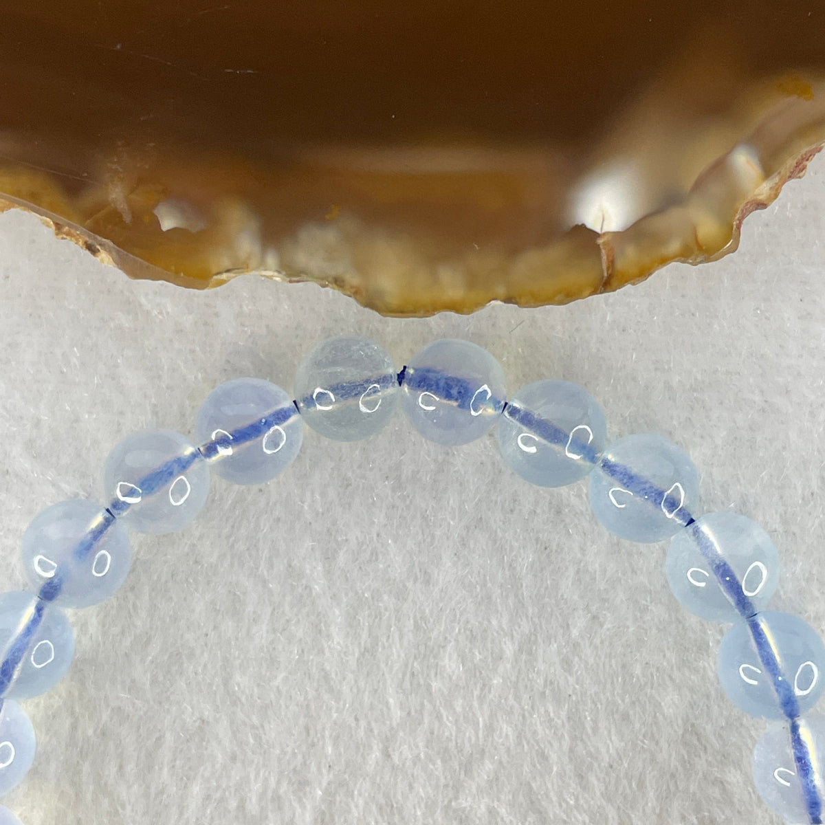 Certified Natural Average Grade Aquamarine Beads Bracelet | 15.5cm Petite Strand of 26 Beads 7.1mm (12.09g | Serene Calm, Fluid Communication & Water Element Energy Shield)