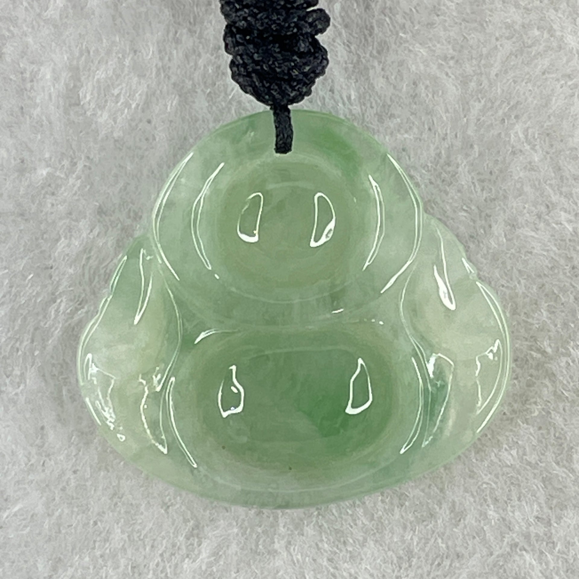 Type A Natural Semi Icy Light Green Jadeite Milo Buddha Pendant 9.03g 25.8 by 28.8 by 6.7mm - Huangs Jadeite and Jewelry Pte Ltd