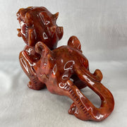 Antique Natural Red Jasper Pixiu Pair Display Total Weight 3,589.0g each about 190.0 by 76.4 by 142.5mm - Huangs Jadeite and Jewelry Pte Ltd