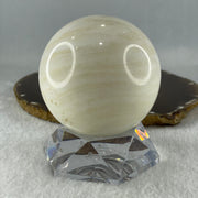 Natural White with Yellow Calcite Sphere Ball with Acrylic Display 578.5g 71.4 by 86.5mm - Huangs Jadeite and Jewelry Pte Ltd