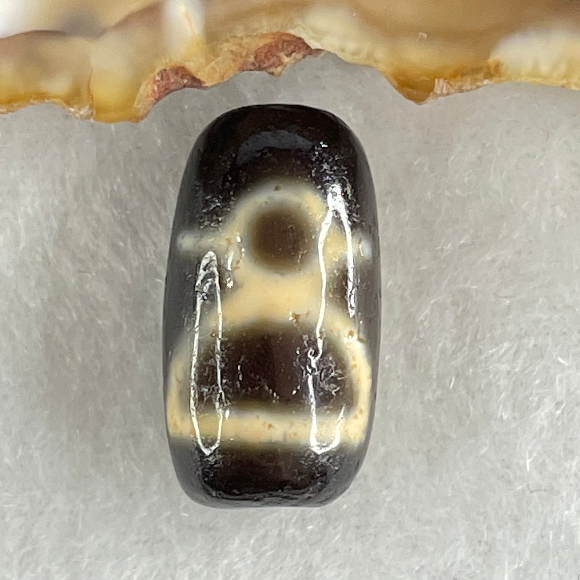 Natural Powerful Tibetan Old Oily Agate 2 Cai Shen Dzi Bead Heavenly Master (Tian Zhu) 3.32g 19.2 by 10.5mm - Huangs Jadeite and Jewelry Pte Ltd
