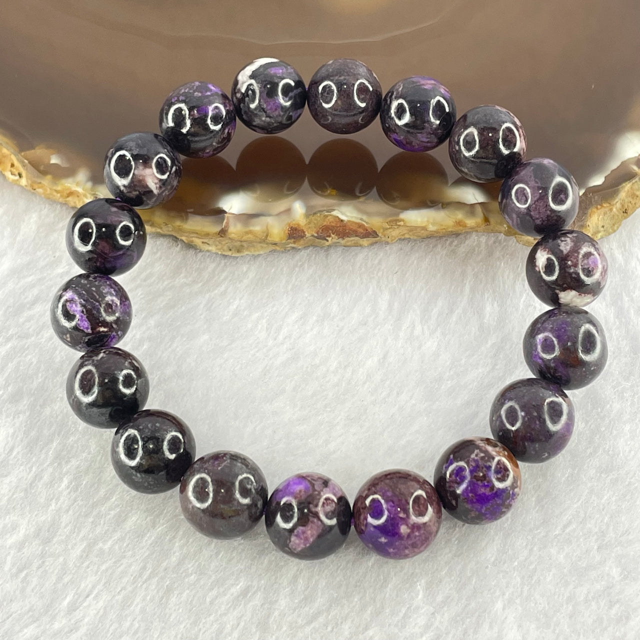 Very Good Grade Natural Sugilite Bracelet 天然苏纪石手链 33.59g 16cm 10.9mm 18 Beads - Huangs Jadeite and Jewelry Pte Ltd