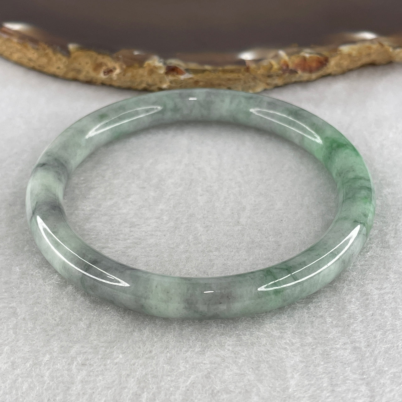 Natural Type A Jadeite Bangle | Light & Dark Blueish Green Piao Hua Floating Flower Jade (29.51g, 55.8mm Inner Diameter)