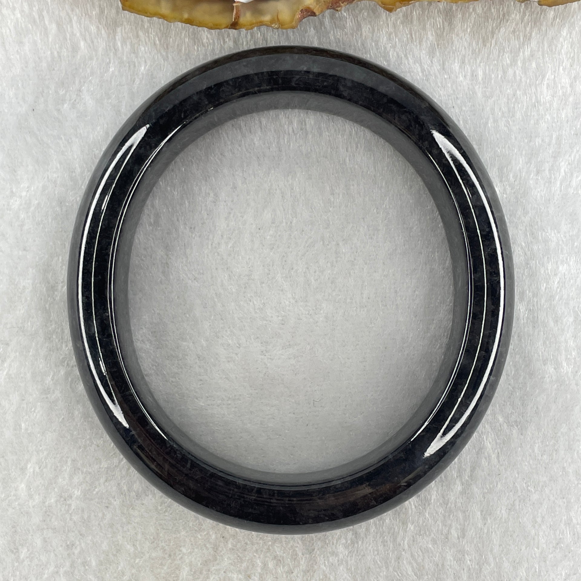 Natural Type A Opaque Wuji Black Jadeite Bangle 47.08g Inner Diameter 50.9mm 12.7 by 7.8mm (No Visible Line) - Huangs Jadeite and Jewelry Pte Ltd