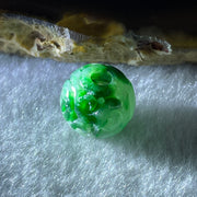 Natural Type A Lao Keng Old Mine Green with Light Green Jadeite Flora Carving Bead Charm 1.44g 11.4mm - Huangs Jadeite and Jewelry Pte Ltd
