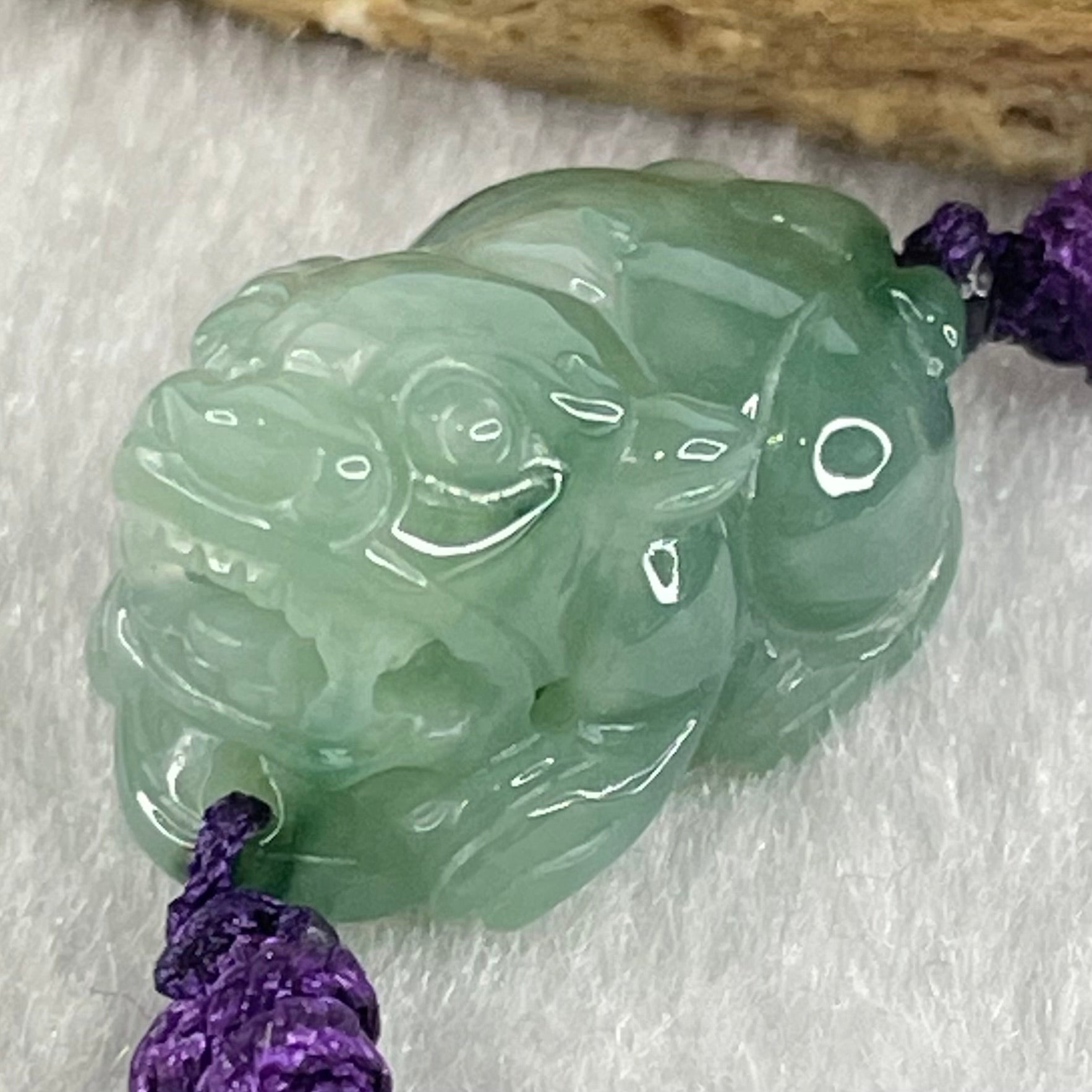 Type A Blueish Green Jadeite Male Pixiu String Bracelet 7.98g 21.8 by 14.2 by 13.1mm . - Huangs Jadeite and Jewelry Pte Ltd