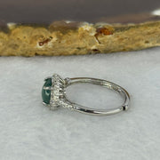 Type A Icy Blueish Green Jadeite with Crystals in Sliver Ring (Adjustable Size) 1.61g 6.9 by 2.5mm - Huangs Jadeite and Jewelry Pte Ltd