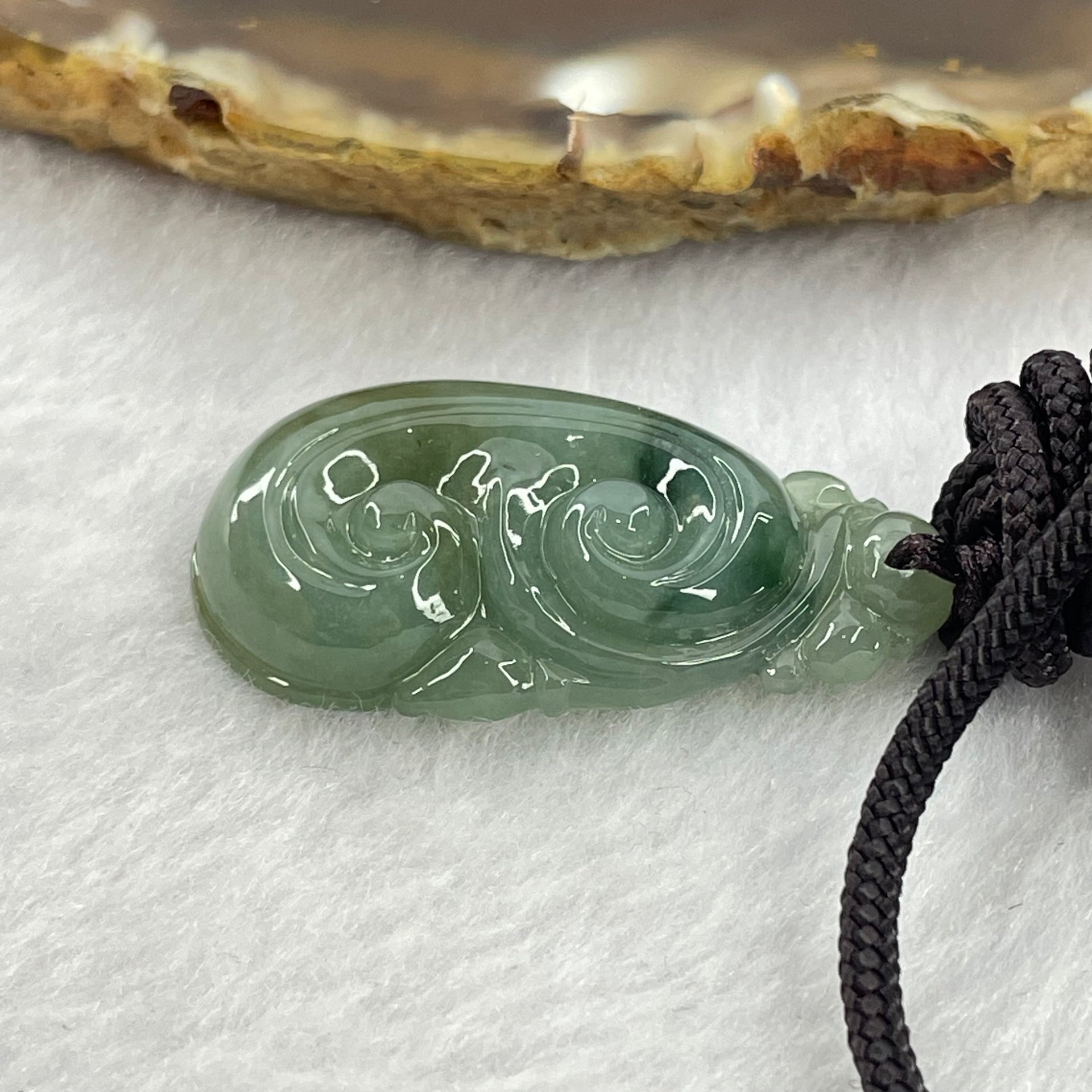 Type A Blueish Green Jadeite Ruyi Pendent 9.01g 31.5 by 17.5 by 7.5mm - Huangs Jadeite and Jewelry Pte Ltd