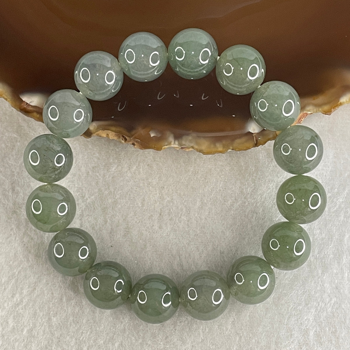 Certified Natural Type A Yellowish Green Jadeite Beads Bracelet | 16cm (54.20g | 16 Beads 12.8mm | Solar Plexus & Heart Chakra Harmony, Abundance & Prosperity Shield) - Huangs Jadeite and Jewelry Pte Ltd
