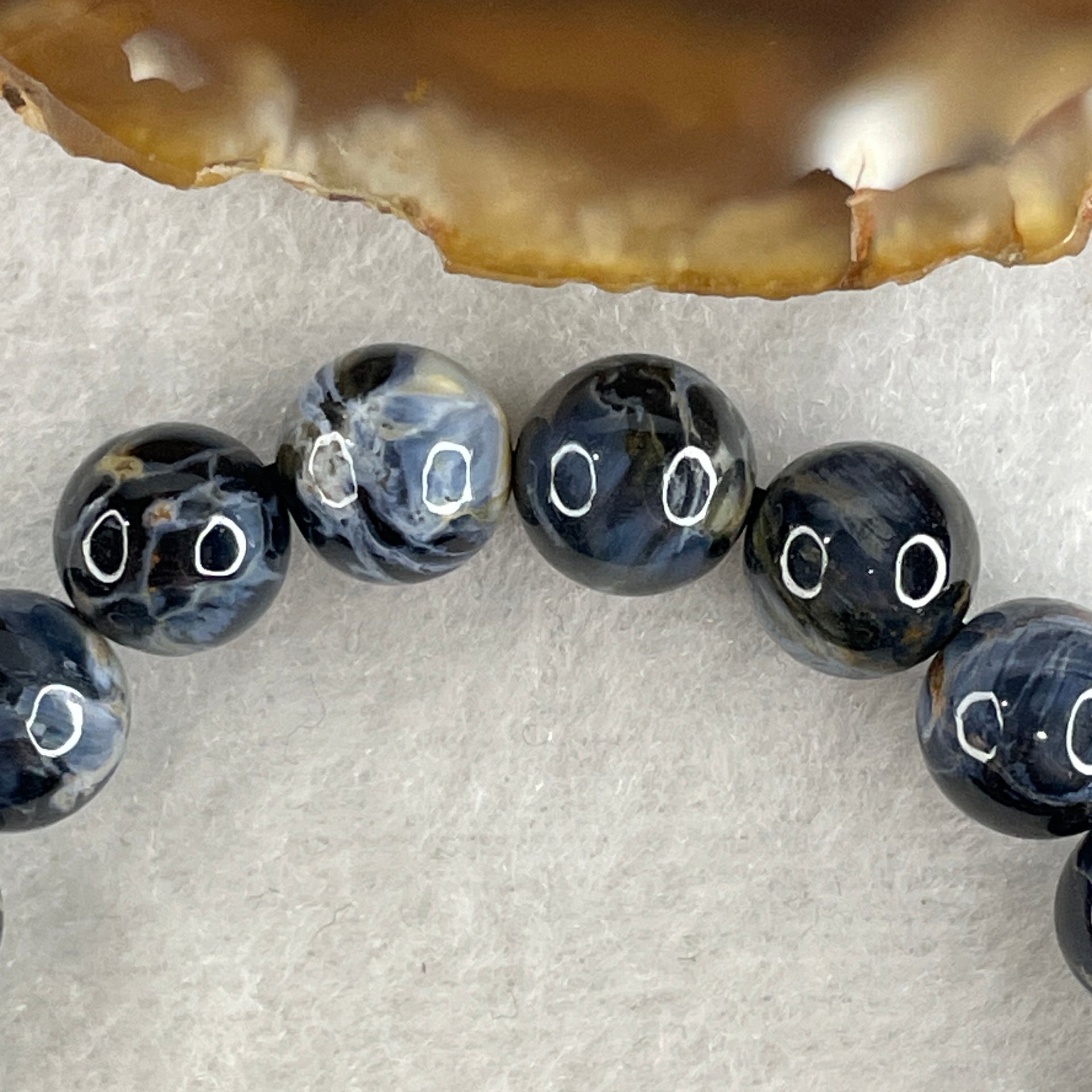 Certified Very Good Grade Natural Blue Pietersite Beads Bracelet 20.799g 15.5cm 9.3mm 21Beads - Huangs Jadeite and Jewelry Pte Ltd