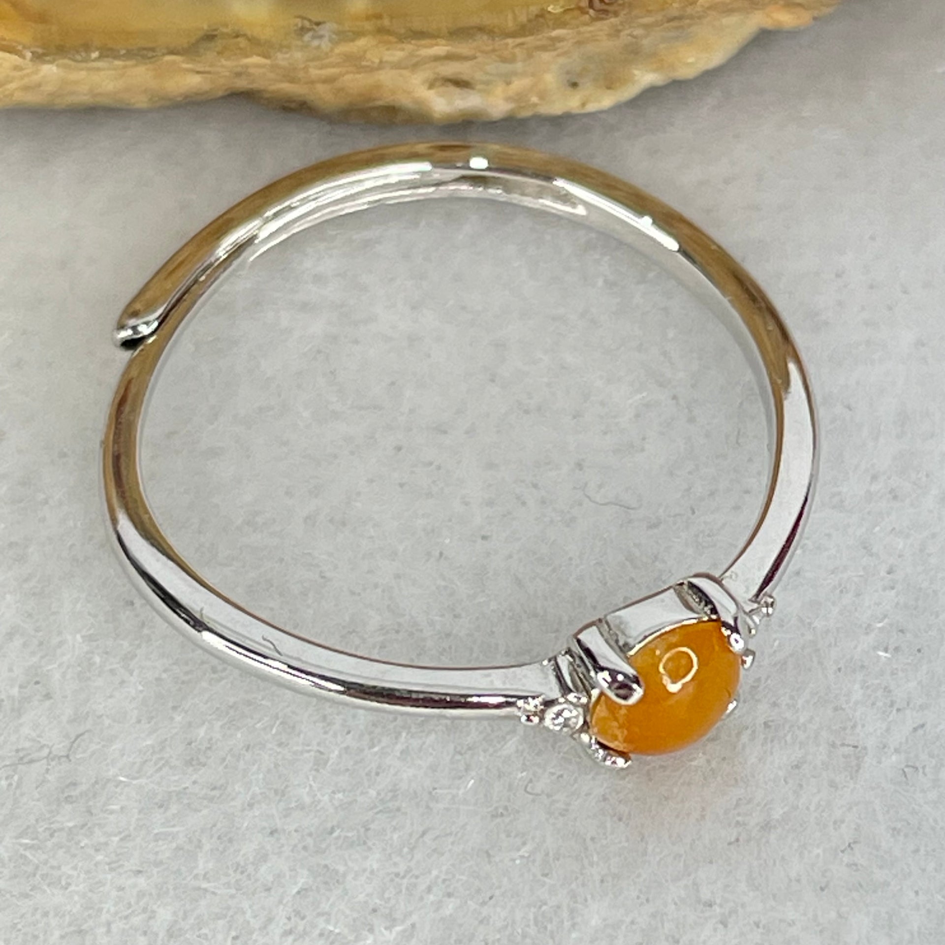 Type A Red Cabochon Jadeite in S925 Sliver Ring (Adjustable Size) 0.80g 4.3 by 1.5mm - Huangs Jadeite and Jewelry Pte Ltd