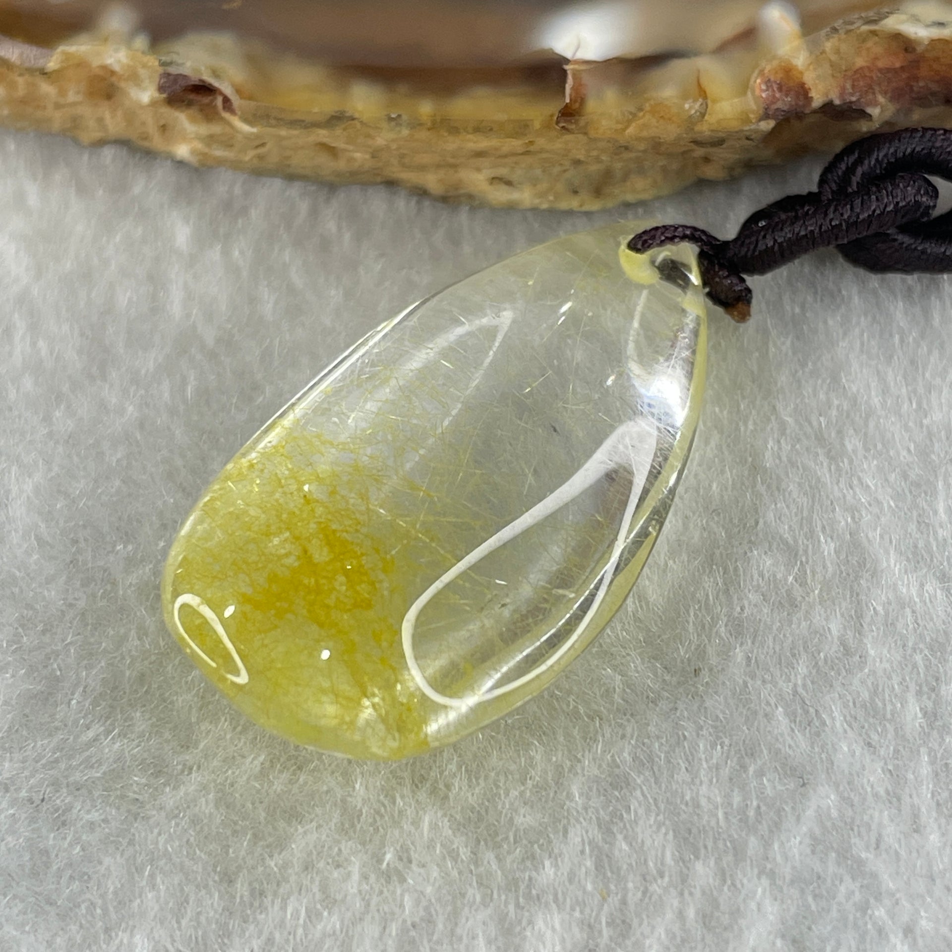 Natural Golden Rutilated Quartz Tear Drop Necklace 11.11g 33.8 by 17.2 by 9.0mm - Huangs Jadeite and Jewelry Pte Ltd
