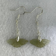 Type A Icy Brownish Green Jadeite Butterfly in S925 Sliver Earrings 2.43g 22.7 by 9.7 by 2.1mm - Huangs Jadeite and Jewelry Pte Ltd