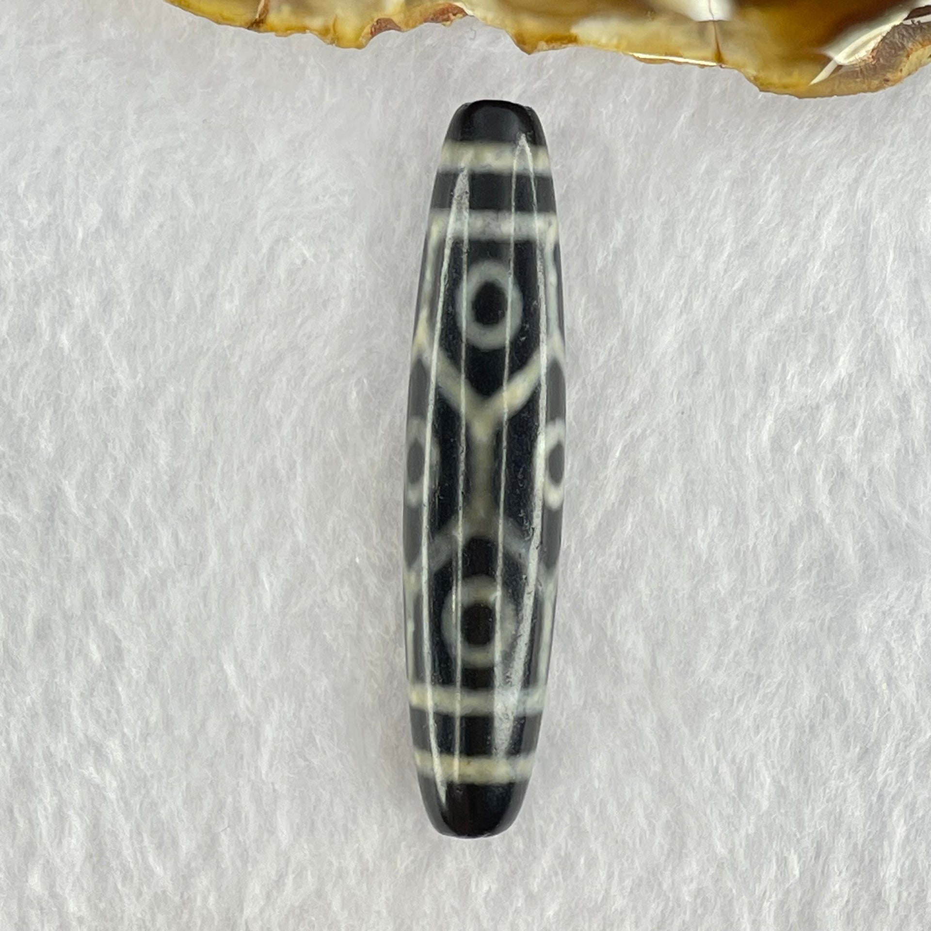 Natural Powerful Tibetan Old Oily Agate 9 Eyes Dzi Bead Heavenly Master (Tian Zhu) 九眼天诛 14.11g 58.5 by 12.7mm - Huangs Jadeite and Jewelry Pte Ltd