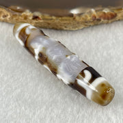 Natural Powerful Tibetan Old Oily Agate Zha Ji La Mu Female Cai Shen and 3 Eyed Dharma Vajra Dzi Bead Heavenly Master (Tian Zhu) 扎基拉姆女财神两眼天珠 13.14g 57.7 by 12.5mm - Huangs Jadeite and Jewelry Pte Ltd