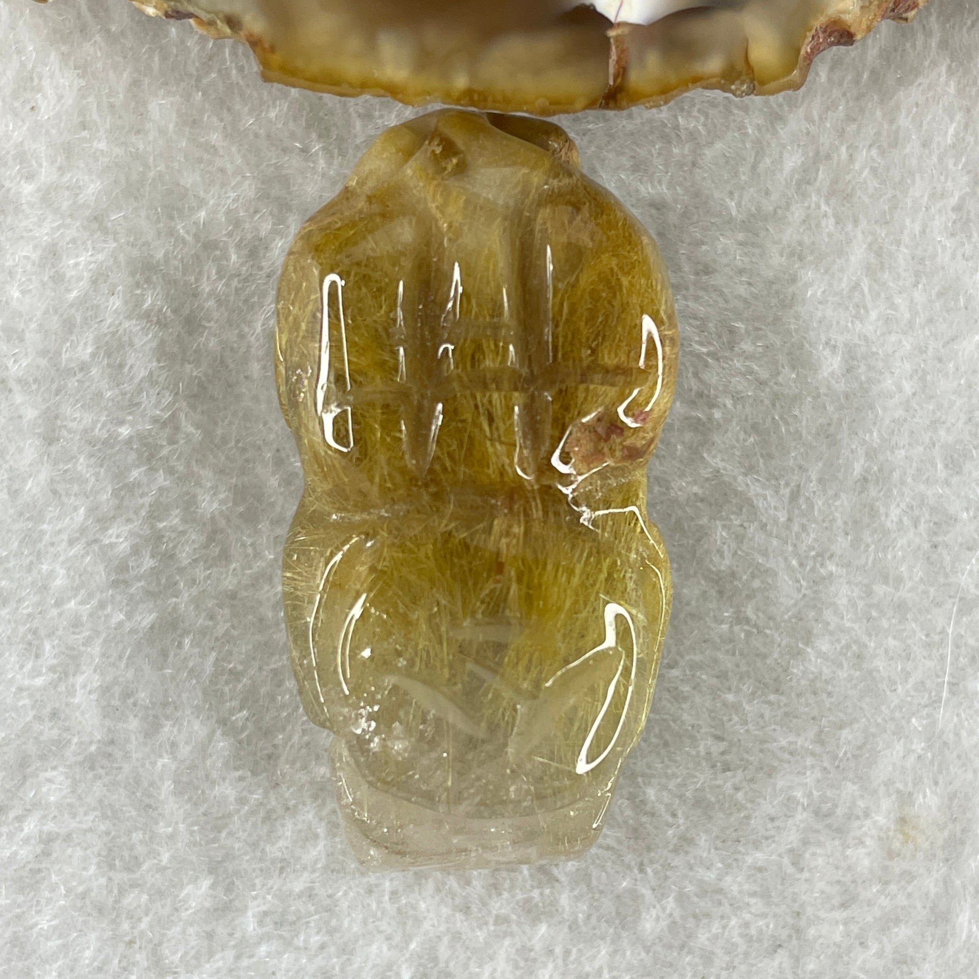 Natural Golden Rutilated Quartz Pixiu Charm 14.72g 35.0 by 18.1 by 14.6mm - Huangs Jadeite and Jewelry Pte Ltd
