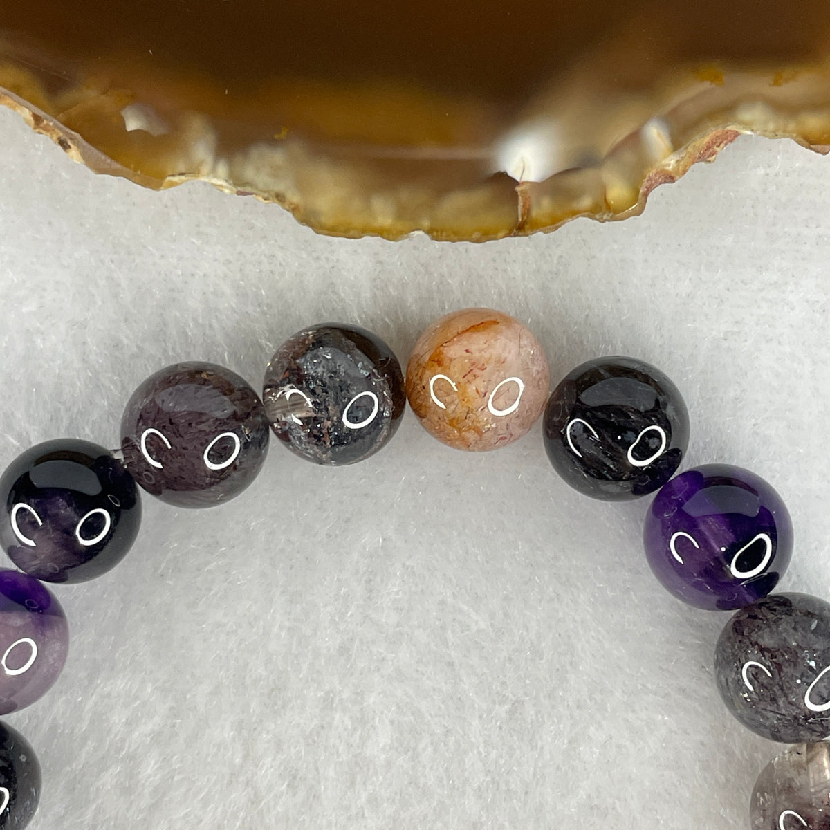 Certified Good Grade Natural Black Super 7 Crystal Beads Bracelet | 17cm Strand of 20 Beads 10.3mm (30.66g | Supreme Root Grounding, Manifestation & Aura Shield)